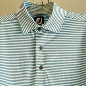 FootJoy FJ Men's Golf Shirt Baby Blue White Stripes Like New Small
